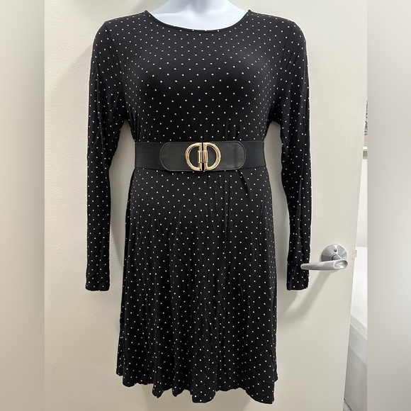 Long sleeve polka dotted swing dress black & white Old Navy XL - Picture 2 of 2